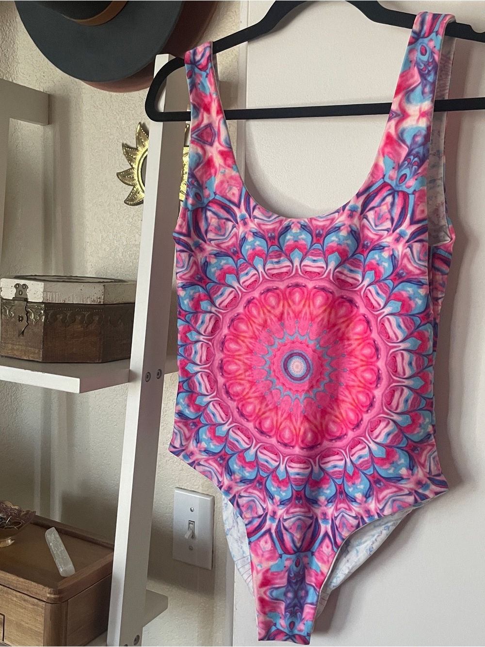WOLVEN / size L / reversible two-in-one swim / bodysuit w/ butterflies & mandala